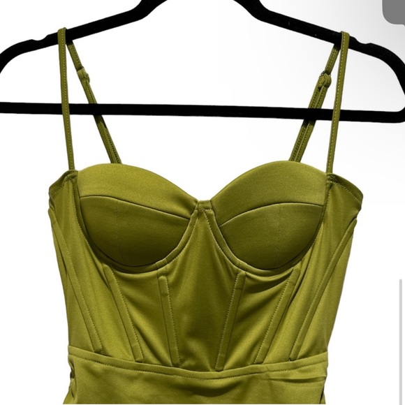 NWOT Oh Polly Green Ruched Corset Mini Dress S/6 - Picture 5 of 9